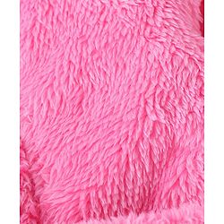 Babyhug Cotton Knit Full Sleeves Solid Color Velour Bath Robe with Hood - Hot Pink