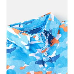 Babyhug 100% Cotton Half Sleeves Shirt Shark Print- Blue