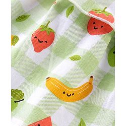 Babyhug 100% Cotton Knit Singlet Sleeves Checks & Fruits Printed Top & Shorts Set - Green & White
