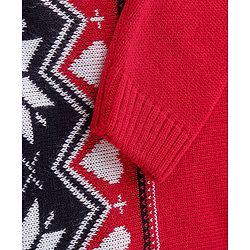 Babyhug Knit Full Sleeves Sweater Set with Flower Design - Red