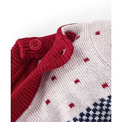 Babyhug Knitted Full Sleeves Checks & Design Sweater Set - Multicolour