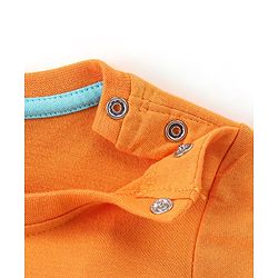 Babyhug Cotton Half Sleeves Night Suit Bear & Cloud Print- Orange & Blue