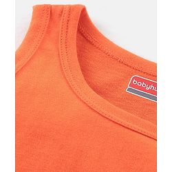 Babyhug 100% Cotton Knit Sleeveless Solid & Striped Sando Pack of 2 - Orange
