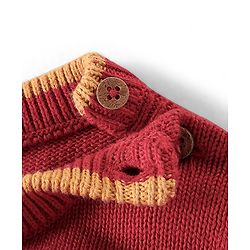 Babyhug Organic Cotton Knit Full Sleeves Baby Sweater Set with Cap & Chipmunk Applique - Red