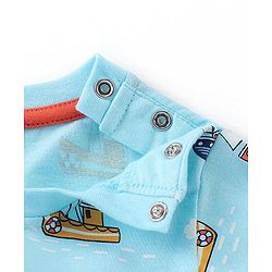 Babyhug Cotton Knit Half Sleeves Night Suit Boats Print - Blue