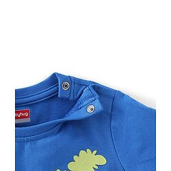 Babyhug Cotton Knit Full Sleeves Night Suit Stripes & Dino Print - Blue