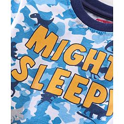 Babyhug Cotton Knit Full Sleeves Camouflage & Dino Printed Night Suits Pack of 2 - Blue & Yellow