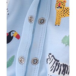 Babyhug Cotton Knit Full Sleeves Sleep Suit With Animal Print - Blue