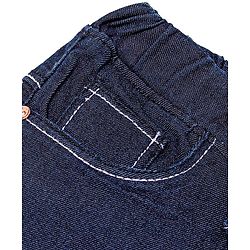 Babyhug Cotton Spandex Full Length Solid Color Stretchable Washed Denim Joggers - Dark Blue