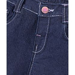 Babyhug Cotton Poly Washed Denim Shorts With Stretch - Dark Blue