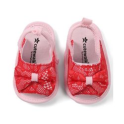 Cute Walk by Babyhug Slip On Booties with Bow - Red