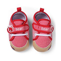 Cute Walk by Babyhug Booties with Velcro Closure Bear Applique - Red