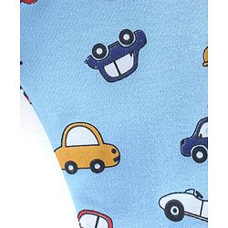 Babyhug Cotton Full Length Diaper Pants Stripes & Car Print Pack Of 3- Yellow Red & Blue