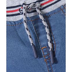 Babyhug Cotton Poly Full Length Washed Denim Jogger with Stretch - Blue