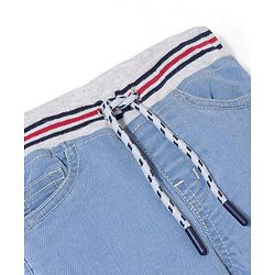 Babyhug Cotton Full Length Washed Denim Jogger with Stretch - Light Blue