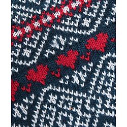 Babyhug Knitted Full Sleeves Striped Design Sweater Set with Cap & Booties - Red & Navy Blue