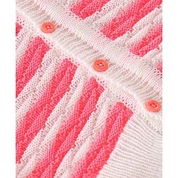 Babyhug Full Sleeves Striped Sweater Sets with Cap and Booties - Red & White