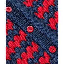 Babyhug Knit Full Sleeves Baby Sweater Set - Navy & Red