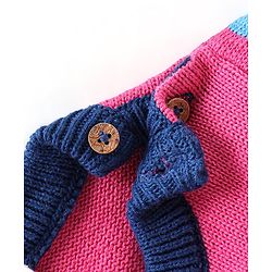 Babyhug Organic Cotton Knit Full Sleeves Baby Sweater Set with Cap & Bird Design - Pink & Blue