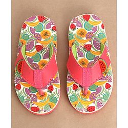 Cute Walk by Babyhug Slip On Style Fruits Graphics and Applique Flip Flops - Pink