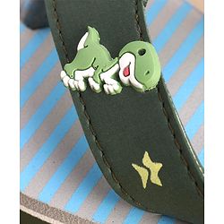 Cute Walk by Babyhug Striped & Dino Printed Slip On Flip Flops - Green & Blue