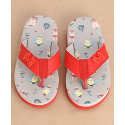 Cute Walk by Babyhug Slip On Style Anchor Graphics & Bow Applique Flip Flops - Grey