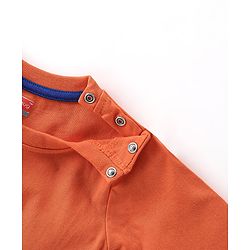 Babyhug Cotton Jersey Full Sleeves Tee With Fox Print - Orange & Blue