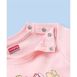 Babyhug Cotton Interlock Full Sleeves Night Suit with Kitty Print - Pink