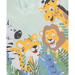 Babyhug 100% Cotton Jersey Full Sleeves T-Shirt & Lounge Pants Set Jungle Print - Olive Green