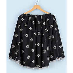 Babyhug Cotton Poncho Style Breast Feeding Nursing Cover Floral Print - Black