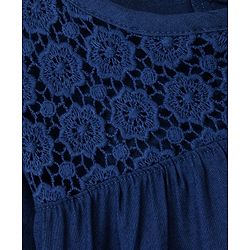 Babyhug 100% Cotton Rayon Full Sleeves Top With Lace Detailing At Yoke - Navy Blue