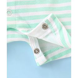 Babyhug 100% Cotton Half Sleeves Romper Stripes & Lion Print- Blue