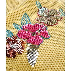 Babyhug Knit Fulkl Sleeves Sequins Embroidered Pullover - Yellow