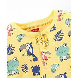 Babyhug Cotton Half Sleeves T-Shirt Animal Print - Yellow