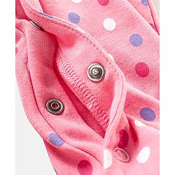 Babyhug Cotton Full Sleeves Sleep Suit Polka Dot Print- Pink