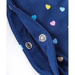 Babyhug Full Sleeves Sleep Suit Heart Print - Navy Blue