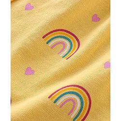 Babyhug Cotton Knit Half Sleeves Night Suit With Rainbow Print - Yellow
