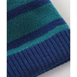 Babyhug Striped Print Woollen Cap Green & Blue - Diameter 10.5 cm