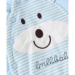 Babyhug Hooded Full Sleeves Winter Wear Set Striped - Blue