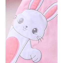Babyhug Knitted Full Sleeves Winter Wear Romper with Bunny Applique - Pink