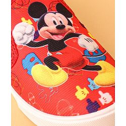 Cute Walk by Babyhug Slip On Casual Shoes Mickey Mouse Print - Red