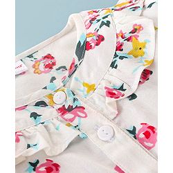 Babyhug 100% Rayon Full Sleeves Top Floral Print with Frill Detailing - Off White