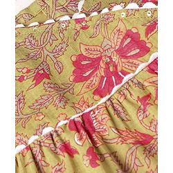 Babyhug 100% Cotton Singlet Sleeves Overlap Ethnic Dress With Floral Print - Mustard