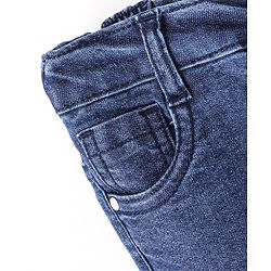 Babyhug Cotton Full Length Stretchable Denim Jeans with Mock Fly open detail Solid Colour With Mock Fly -Dark Blue