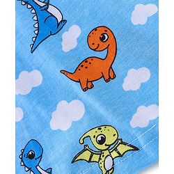 Babyhug Cotton Knit Half Sleeves Night Suit with Dino Print - Blue