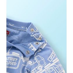 Babyhug Cotton Jersey Full Sleeves Night Suit Trucks Print - Blue