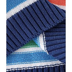 Babyhug Organic Cotton Knit Full Sleeves Striped Sweater with Clouds Applique - Multicolour