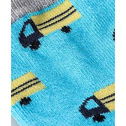 Cutewalk By Babyhug Cotton Anti Bacterial Ankle Length Car Print Socks Pack of 5 - Red Blue & Grey