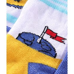Cutewalk By Babyhug Cotton Anti Bacterial Ankle Length Space Design Socks Pack of 5 - Grey Blue & White