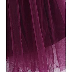 Babyhug Sleeveless A Line Mesh Party Frock With Bow Applique - Aubergine